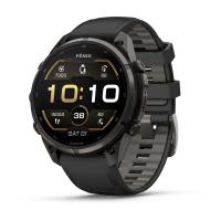 Часы Garmin Fenix 9 Pro - 47 мм, титановый, угольно-серый DLC, черно-серый силиконовый ремешок