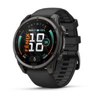 Часы Garmin Fenix 9 - 47 мм, титановый, угольно-серый DLC, черный силиконовый ремешок