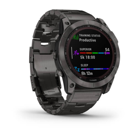 Garmin FENIX 7X Sapphire Solar титановый угольно-серый DLC с угольно-серым титановым DLC браслетом