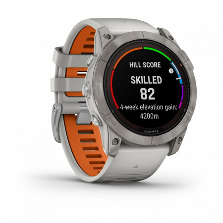 Garmin FENIX 7X PRO Sapphire Solar Edition Титановый корпус с дымчато-серым оранжевым ремешком
