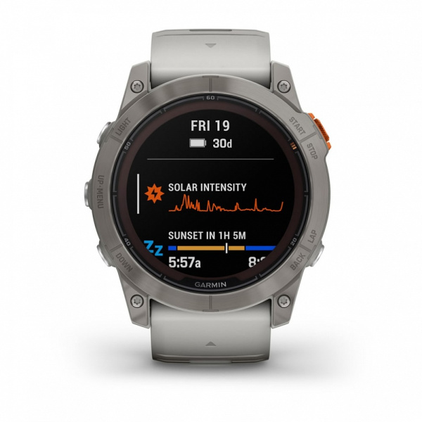 Garmin FENIX 7X PRO Sapphire Solar Edition Титановый корпус с дымчато-серым оранжевым ремешком Garmin FENIX 7X PRO Sapphire Solar Edition Титановый корпус с дымчато-серым оранжевым ремешком