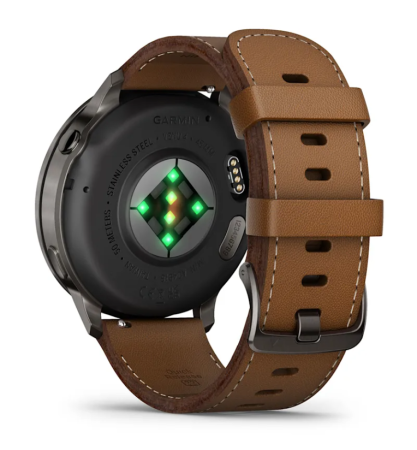 Garmin VENU 4 45 mm, Slate with Black Silicone Band and Brown Leather Band