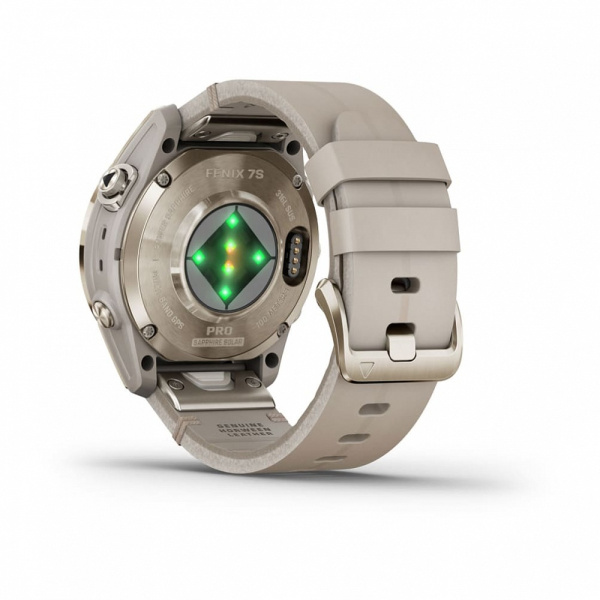 Garmin FENIX 7S PRO Sapphire Solar золотистый корпус с кожаным ремешком цвета известняка Garmin FENIX 7S PRO Sapphire Solar золотистый корпус с кожаным ремешком цвета известняка