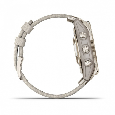 Garmin EPIX PRO (Gen 2) Sapphire Edition 42 мм, золотистый корпус с нейлоновым ремешком сливочного цвета