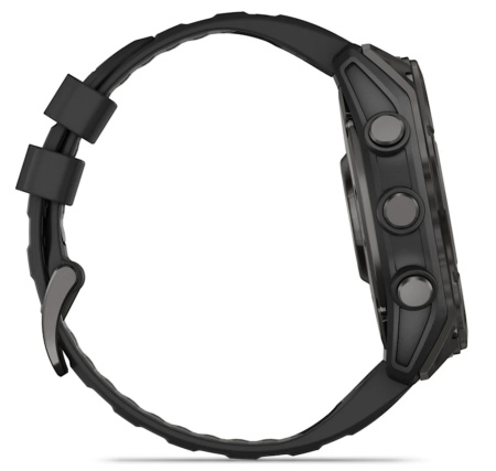 Garmin Fenix 8, 51 мм, AMOLED, Sapphire Carbon Gray DLC Titanium with Black/Pebble Gray силиконовый ремешок