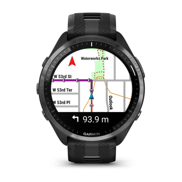 Garmin  FORERUNNER 965 черные, темно-серый DLC титановый безель, с черным ремешком Garmin  FORERUNNER 965 черные, темно-серый DLC титановый безель, с черным ремешком