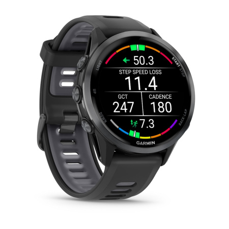Garmin FORERUNNER 970 черные, темно-серый DLC титановый безель, с черно-серым ремешком