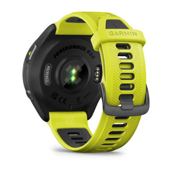 Garmin  FORERUNNER 965 черные, темно-серый DLC титановый безель, с желто-черным ремешком Garmin  FORERUNNER 965 черные, темно-серый DLC титановый безель, с желто-черным ремешком