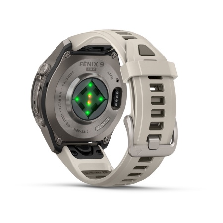 Часы Garmin Fenix 9 Pro - 43 мм, титановый, туманно-серый/темный песчаник силиконовый ремешок