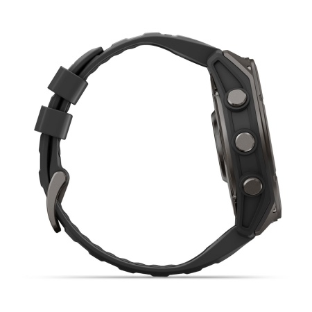 Часы Garmin Fenix 9 - 51 мм, титановый, угольно-серый DLC, черный силиконовый ремешок