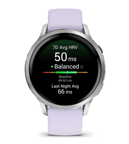 Garmin VENU 4 41 mm, Silver with Periwinkle Silicone Band Garmin VENU 4 41 mm, Silver with Periwinkle Silicone Band