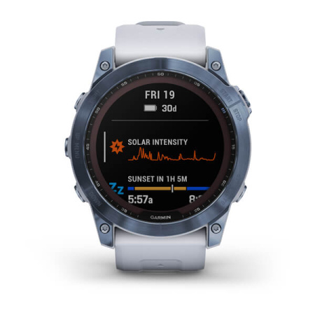 Garmin FENIX 7X Sapphire Solar титановый синий минерал DLC с белым ремешком Garmin FENIX 7X Sapphire Solar титановый синий минерал DLC с белым ремешком
