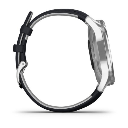 Garmin VIVOMOVE LUXE серебристый с итальянским кожаным темно-синим ремешком Garmin VIVOMOVE LUXE серебристый с итальянским кожаным темно-синим ремешком