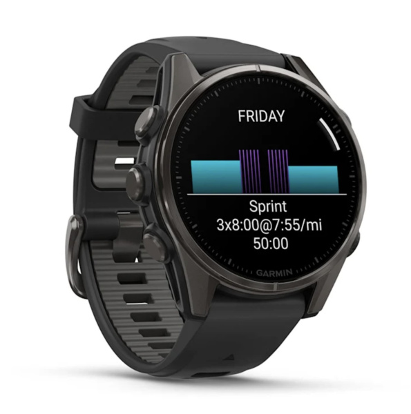 Garmin FENIX 8, 43 мм, AMOLED, Sapphire Carbon Gray DLC Titanium with black/pebble gray силиконовый ремешок Garmin FENIX 8, 43 мм, AMOLED, Sapphire Carbon Gray DLC Titanium with black/pebble gray силиконовый ремешок
