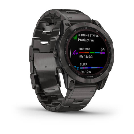 Garmin FENIX 7 Sapphire Solar титановый угольно-серый DLC с угольно-серым титановым DLC браслетом