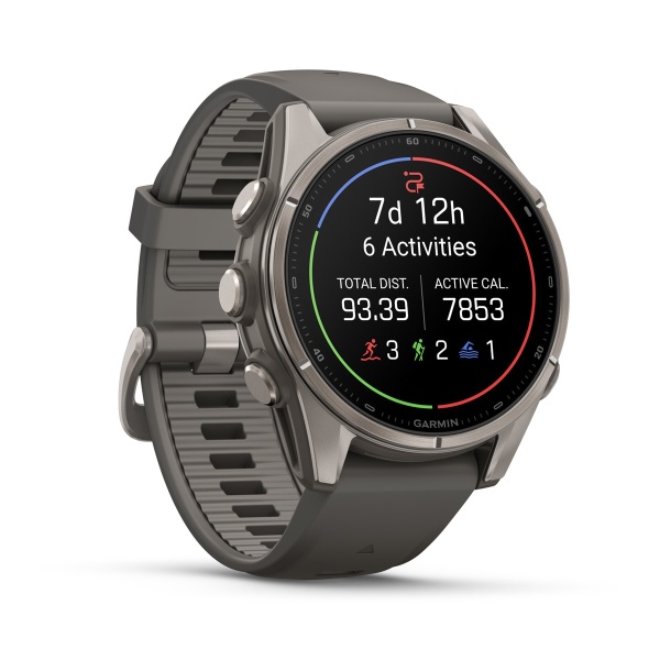 Часы Garmin Fenix 9 - 43 мм, титановый, пепельно-серый силиконовый ремешок