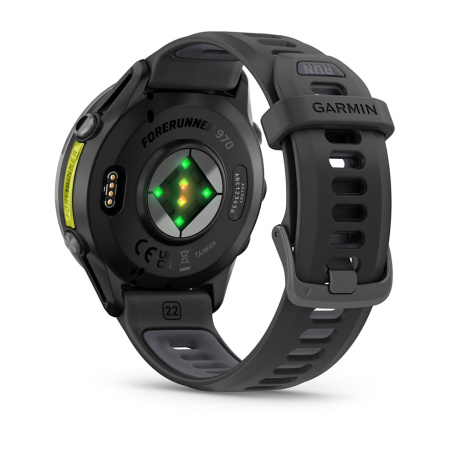 Garmin FORERUNNER 970 черные, темно-серый DLC титановый безель, с черно-серым ремешком