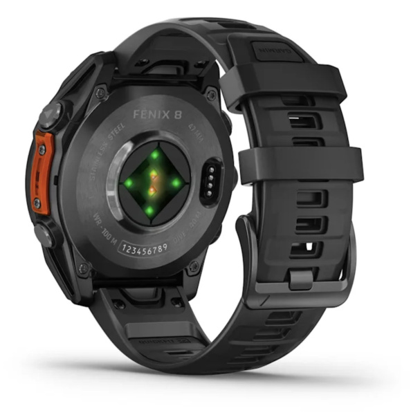 Garmin Fenix 8, 47 мм, AMOLED, Slate Gray with black силиконовый ремешок Garmin Fenix 8, 47 мм, AMOLED, Slate Gray with black силиконовый ремешок