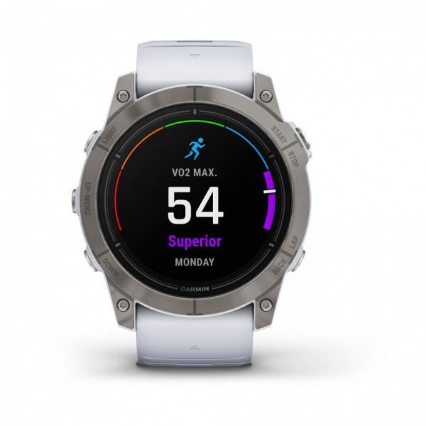 Garmin EPIX PRO (Gen 2) Sapphire Edition 51 мм, титановый белый, DLC, белый силиконовый ремешок Garmin EPIX PRO (Gen 2) Sapphire Edition 51 мм, титановый белый, DLC, белый силиконовый ремешок