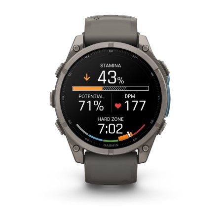 Часы Garmin Fenix 9 - 47 мм, титановый, пепельно-серый силиконовый ремешок