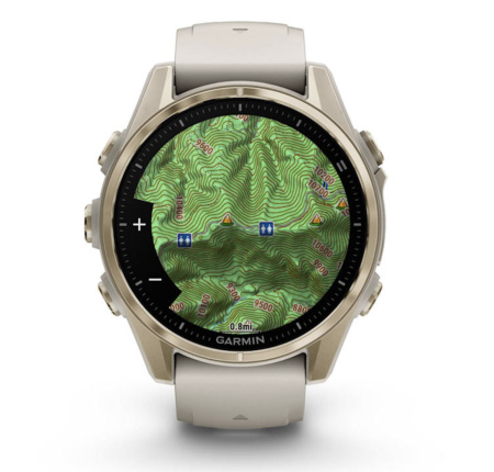 Garmin FENIX 8, 43 мм, AMOLED, Sapphire Soft Gold with fog Gray/Dark sandstone силиконовый ремешок