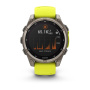 Garmin Fenix 8, 47 мм, Solar, Sapphire Titanium with AMP yellow/graphite, силиконовый ремешок