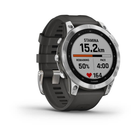 Garmin FENIX 7 серебристый с графитовым силиконовым ремешком Garmin FENIX 7 серебристый с графитовым силиконовым ремешком