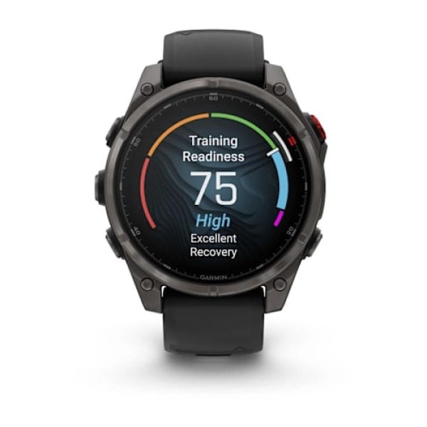 Garmin FENIX 8 Pro – 47 mm, AMOLED Sapphire, Carbon grey DLC titanium with Black/pebble grey silicone band