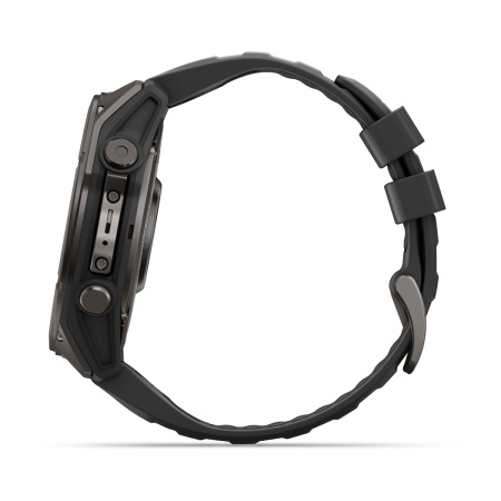 Часы Garmin Fenix 9 - 51 мм, титановый, угольно-серый DLC, черный силиконовый ремешок