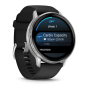 Garmin VENU 4 45 mm, Silver with Black Silicone Band