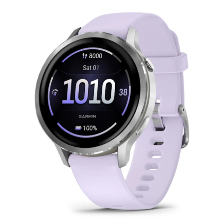Garmin VENU 4 41 mm, Silver with Periwinkle Silicone Band