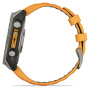 Garmin Fenix 8, 51 мм, AMOLED, Sapphire Titanium with spark orange/graphite силиконовый ремешок
