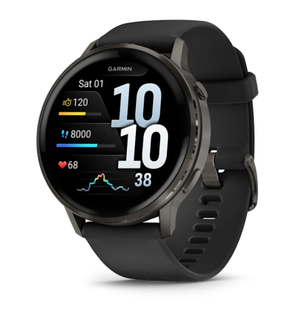 Garmin VENU 4 45 mm, Slate with Black Silicone Band