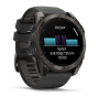 Garmin Fenix 8, 51 мм, AMOLED, Sapphire Carbon Gray DLC Titanium with Black/Pebble Gray силиконовый ремешок