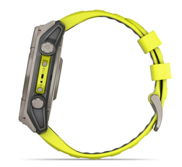Garmin Fenix 8, 51 мм, Solar, Sapphire Titanium with AMP yellow/graphite силиконовый ремешок Garmin Fenix 8, 51 мм, Solar, Sapphire Titanium with AMP yellow/graphite силиконовый ремешок