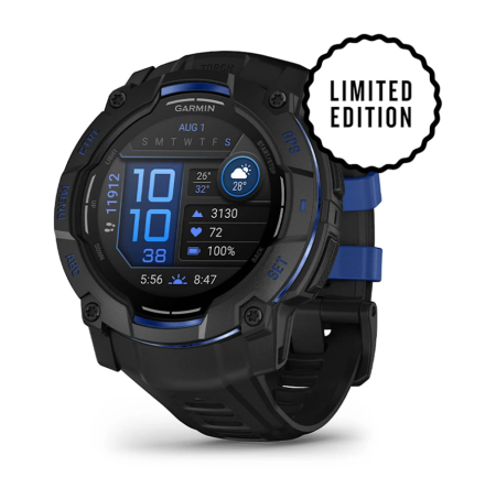 Garmin IINSTINCT 3 50 мм, AMOLED, Black with Black/Bolt Blue Band