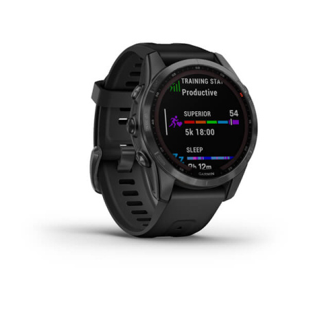 Garmin FENIX 7S Solar серый с черным силиконовым ремешком