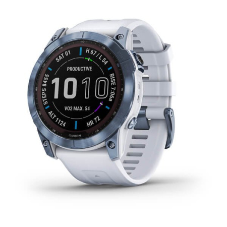 Garmin FENIX 7X Sapphire Solar титановый синий минерал DLC с белым ремешком Garmin FENIX 7X Sapphire Solar титановый синий минерал DLC с белым ремешком