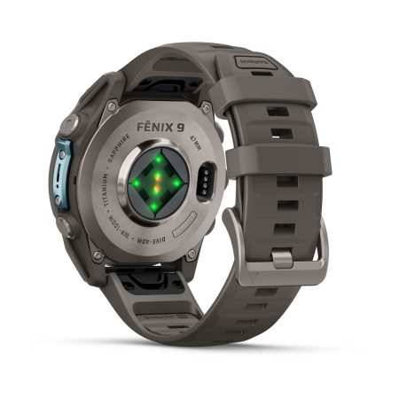 Часы Garmin Fenix 9 - 47 мм, титановый, пепельно-серый силиконовый ремешок
