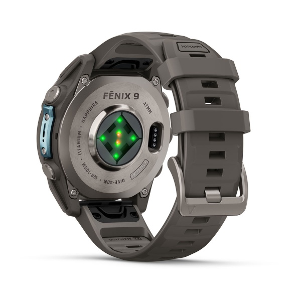 Часы Garmin Fenix 9 - 47 мм, титановый, пепельно-серый силиконовый ремешок
