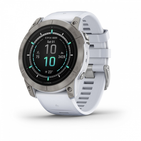 Garmin EPIX PRO (Gen 2) Sapphire Edition 51 мм, титановый белый, DLC, белый силиконовый ремешок Garmin EPIX PRO (Gen 2) Sapphire Edition 51 мм, титановый белый, DLC, белый силиконовый ремешок