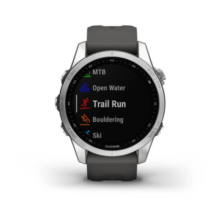Garmin FENIX 7S серебристый с графитовым силиконовым ремешком