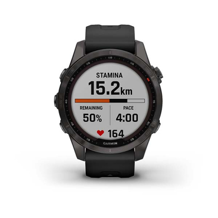 Garmin FENIX 7S Sapphire Solar титановый угольно-серый DLC с силиконовым ремешком