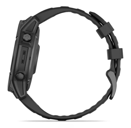 Garmin Fenix E, 47 мм, Amoled, Slate Gray Steel с черным силиконовым ремешком