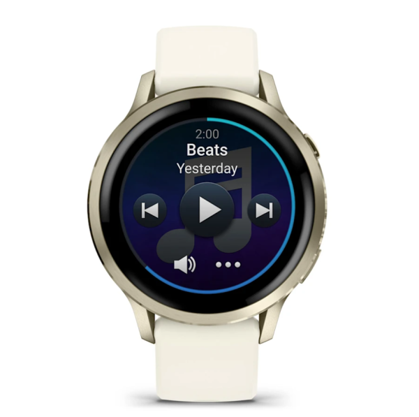 Garmin VENU 4 41 mm, Lunar Gold with Bone Silicone Band and Light Sand Leather Band Garmin VENU 4 41 mm, Lunar Gold with Bone Silicone Band and Light Sand Leather Band