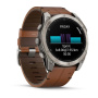 Garmin Fenix 8, 51 мм, AMOLED, Sapphire bare Titanium, black кожаный ремешок