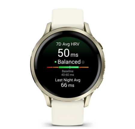 Garmin VENU 4 41 mm, Lunar Gold with Bone Silicone Band and Light Sand Leather Band