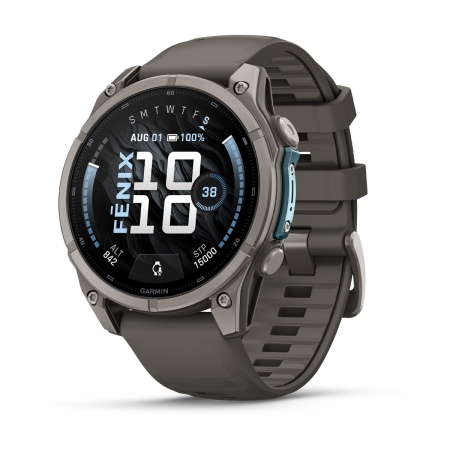 Часы Garmin Fenix 9 - 47 мм, титановый, пепельно-серый силиконовый ремешок