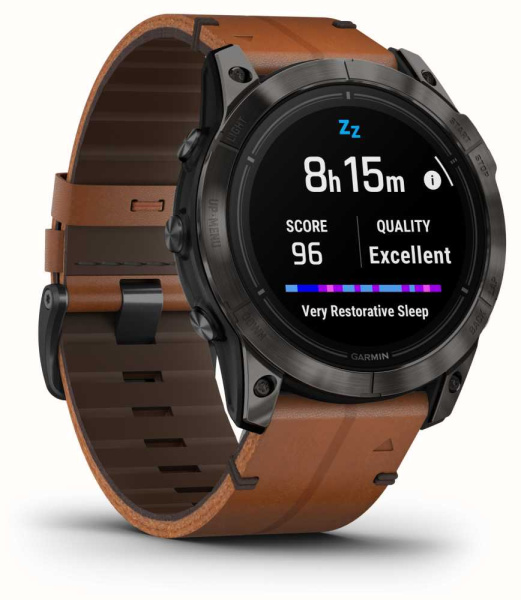 Garmin EPIX Pro (Gen 2) Sapphire Edition 51 мм, титановый угольно-серый, DLC, коричневый кожаный ремешок Garmin EPIX Pro (Gen 2) Sapphire Edition 51 мм, титановый угольно-серый, DLC, коричневый кожаный ремешок