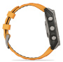 Garmin Fenix 8, 51 мм, AMOLED, Sapphire Titanium with spark orange/graphite силиконовый ремешок
